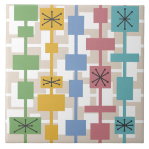 Mid Century Modern Geometric Multicolored 1 Tegeltje