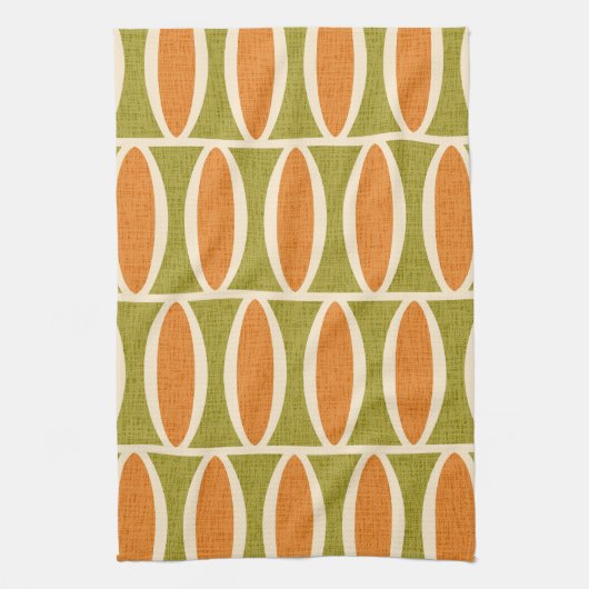 Mid Century Modern Geometric Oval Pattern Theedoek (Verticaal)