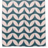 Mid Century Modern Geometric Pattern in Blauwgroen Douchegordijn (Voorkant)