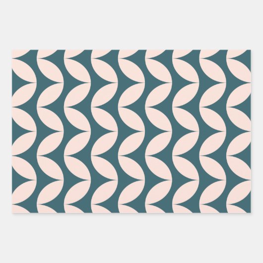 Mid Century Modern Geometric Pattern in Blauwgroen Inpakpapier Vel (Voorkant)