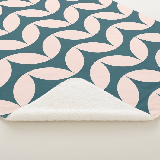 Mid Century Modern Geometric Pattern in Blauwgroen Sherpa Deken (3/4)