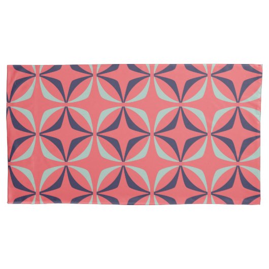 Mid Century Modern Geometric Pattern in Navy Coral Kussensloop (Voorkant-Links)