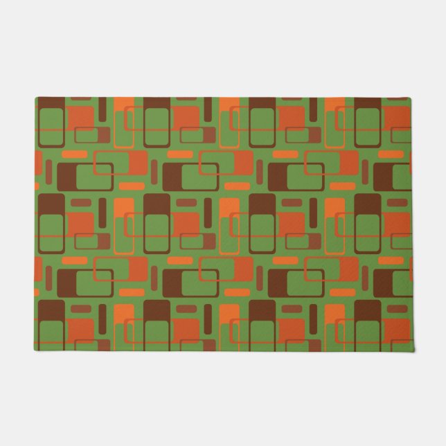 Mid-Century Modern Geometrics Brown Green Sinaasap Deurmat (Voorkant)