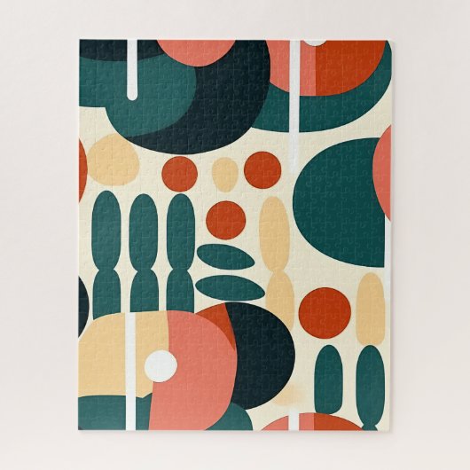 Mid Century Modern Geometrisch Abstract Familie Legpuzzel (Verticaal)