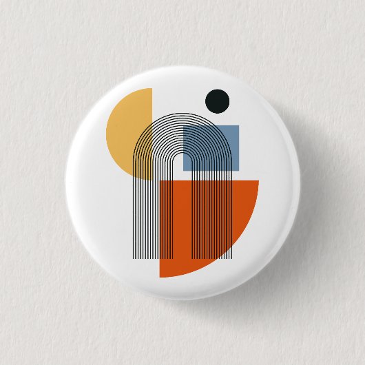 Mid Century Modern Geometrisch Abstracte Wandkunst Ronde Button 3,2 Cm (Voorkant)