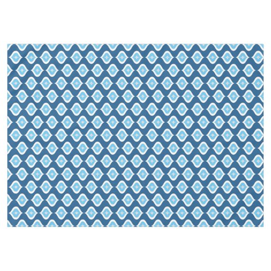 Mid-Century Modern geometrisch blauw en wit Tafelkleed (Voorkant (Horizontaal))