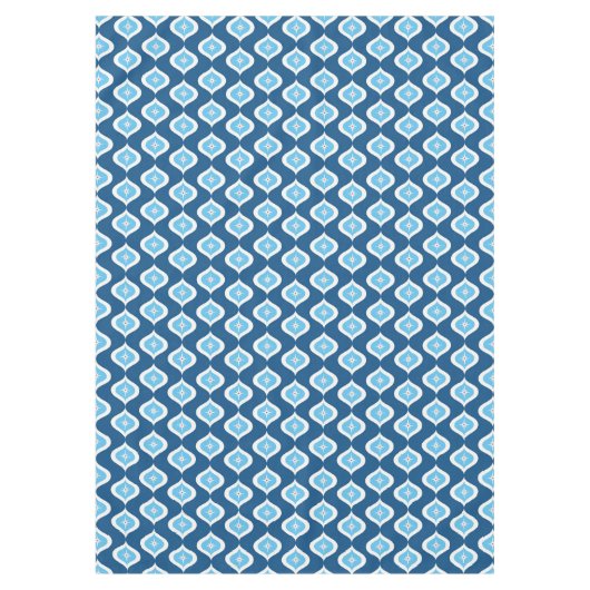 Mid-Century Modern geometrisch blauw en wit Tafelkleed (Voorkant)