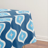 Mid-Century Modern geometrisch blauw en wit Tafelkleed (Voorbeeld)