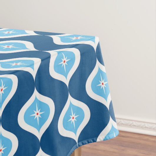 Mid-Century Modern geometrisch blauw en wit Tafelkleed (Voorbeeld)