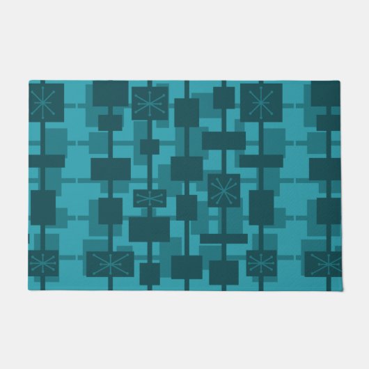 Mid Century Modern Geometrisch Blauwgroen Deurmat (Voorkant)