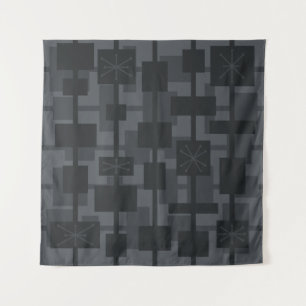 Mid Century Modern Geometrisch Donkergrijs Wandkleed