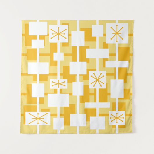 Mid Century Modern Geometrisch Geel Wandkleed (Voorkant)
