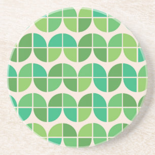 Mid Century Modern geometrisch groen patroon Zandsteen Onderzetter