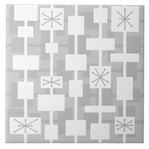 Mid Century Modern geometrisch lichtgrijs Tegeltje