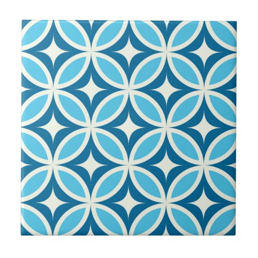 Mid century modern geometrisch Navyblauw  Tegeltje (Voorkant)