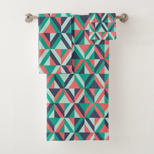 Mid-century modern geometrisch patroon bad handdoek (Insitu)