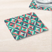 Mid-century modern geometrisch patroon kartonnen onderzetters (Schuin)