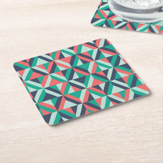 Mid-century modern geometrisch patroon kartonnen onderzetters (Schuin)