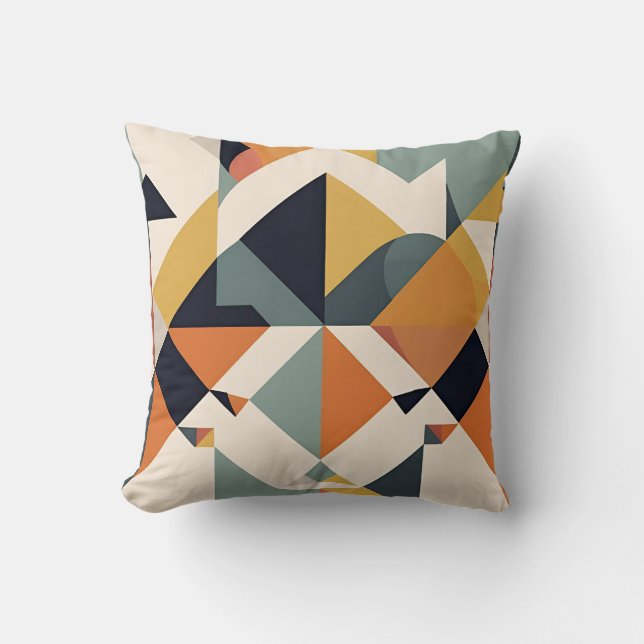 Mid-century modern geometrisch patroon kussen (Voorkant)