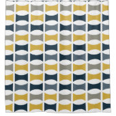 Mid Century Modern Geometrisch Patroon Marine Most Douchegordijn (Voorkant)