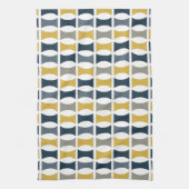Mid Century Modern Geometrisch Patroon Marine Most Theedoek (Verticaal)