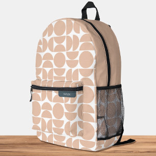Mid Century Modern geometrisch patroon roze perzik Bedrukte Rugzak