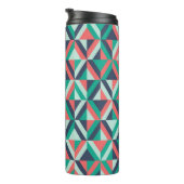 Mid-century modern geometrisch patroon thermosbeker (Geroteerd rechts)