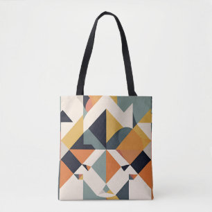 Mid-century modern geometrisch patroon tote bag