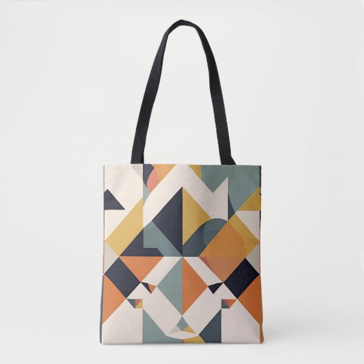Mid-century modern geometrisch patroon tote bag (Voorkant)