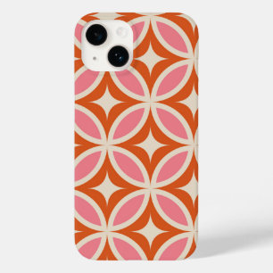 Mid Century Modern Geometrisch Roze Sinaasappel Case-Mate iPhone 14 Hoesje