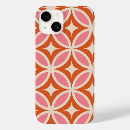 Mid Century Modern Geometrisch Roze Sinaasappel Case-Mate iPhone Case (Achterkant)