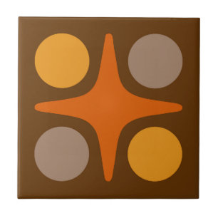 Mid Century Modern Geometrisch Starburst Ontwerp Tegeltje