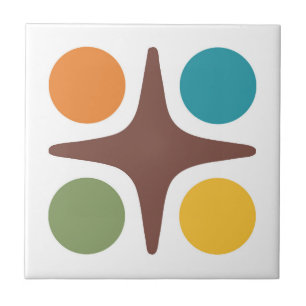 Mid Century Modern Geometrisch Starburst Ontwerp Tegeltje