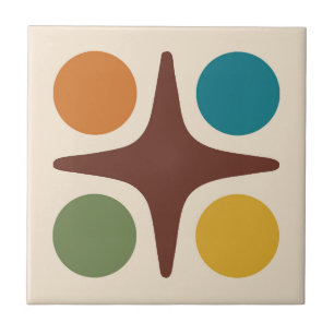 Mid Century Modern Geometrisch Starburst Ontwerp Tegeltje