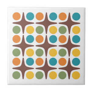 Mid Century Modern Geometrisch Starburst Ontwerp Tegeltje