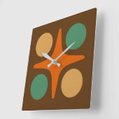 Mid Century Modern Geometrisch Starburst Ontwerp Vierkante Klok (Hoek)
