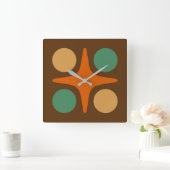 Mid Century Modern Geometrisch Starburst Ontwerp Vierkante Klok (Huis)