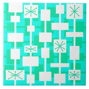 Mid Century Modern Geometrisch Turquoise Tegeltje