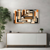 Mid-Century Modern Geometrisch Zwart, Taupe & Sina Canvas Afdruk