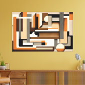 Mid-Century Modern Geometrisch Zwart, Taupe & Sina Canvas Afdruk (Insitu (Woonkamer))