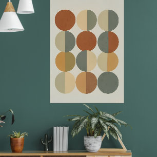 Mid Century Modern Geometrische Cirkels Kunstposte Poster