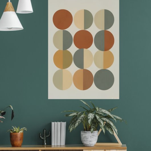 Mid Century Modern Geometrische Cirkels Kunstposte Poster (Woonkamer 1)