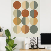 Mid Century Modern Geometrische Cirkels Kunstposte Poster (Thuiskantoor)