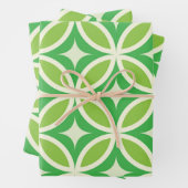 Mid Century Modern Geometrische Lime Groen Patroon Inpakpapier Vel (In situ)