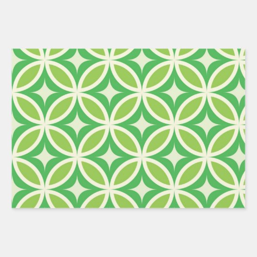Mid Century Modern Geometrische Lime Groen Patroon Inpakpapier Vel (Voorkant)