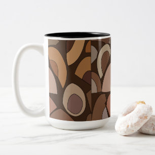 Mid Century Modern Geometrische Vormen Tweekleurige Koffiemok