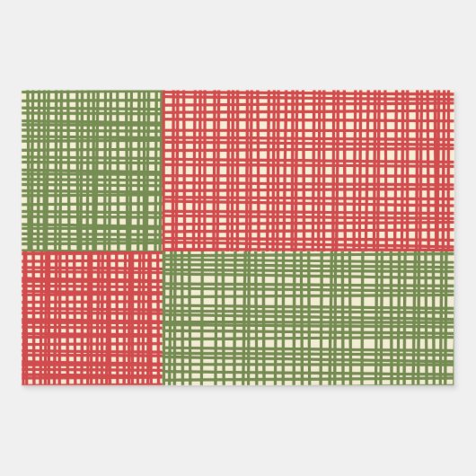 Mid Century Modern Geweven Retro Kerst Patchwork Inpakpapier Vel (Voorkant 2)