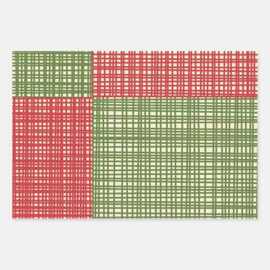 Mid Century Modern Geweven Retro Kerst Patchwork Inpakpapier Vel (Voorkant)