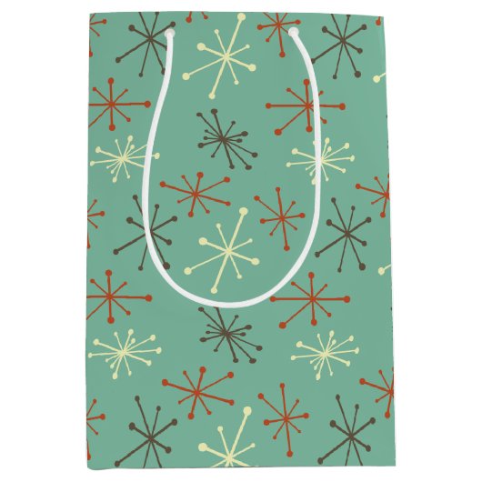 Mid Century Modern Gift Bag – Retro Atomic Starbur Medium Cadeauzakje (Voorkant)