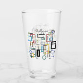 Mid Century Modern Glass & Optionele Palmspruiten  Glas (Achterkant)